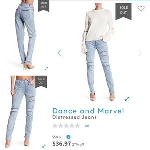 Dance & Marvel Distressed light wash jeans new
